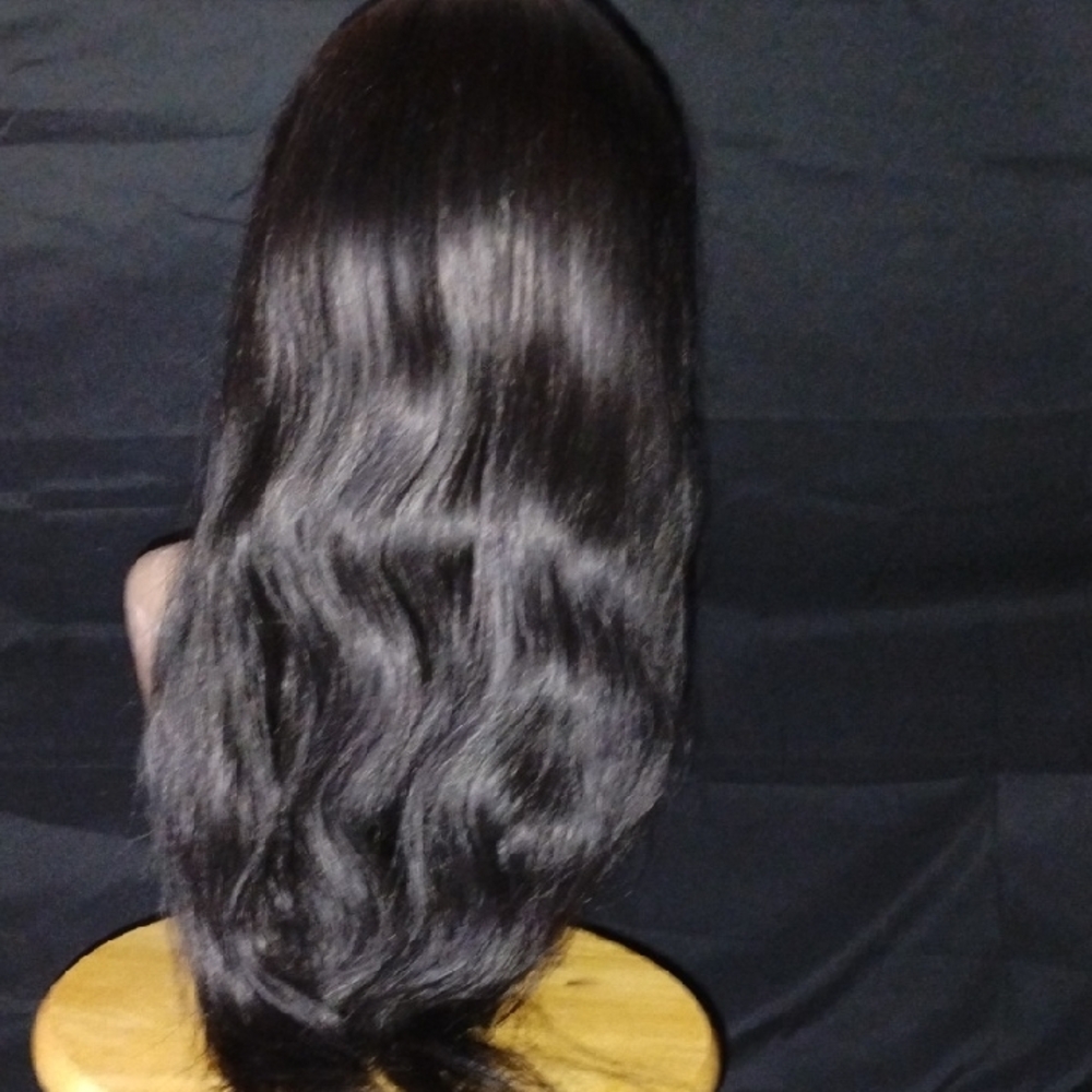 Black Human Hair Blend Wig (22") (Pls Read) - Picture 2 of 8